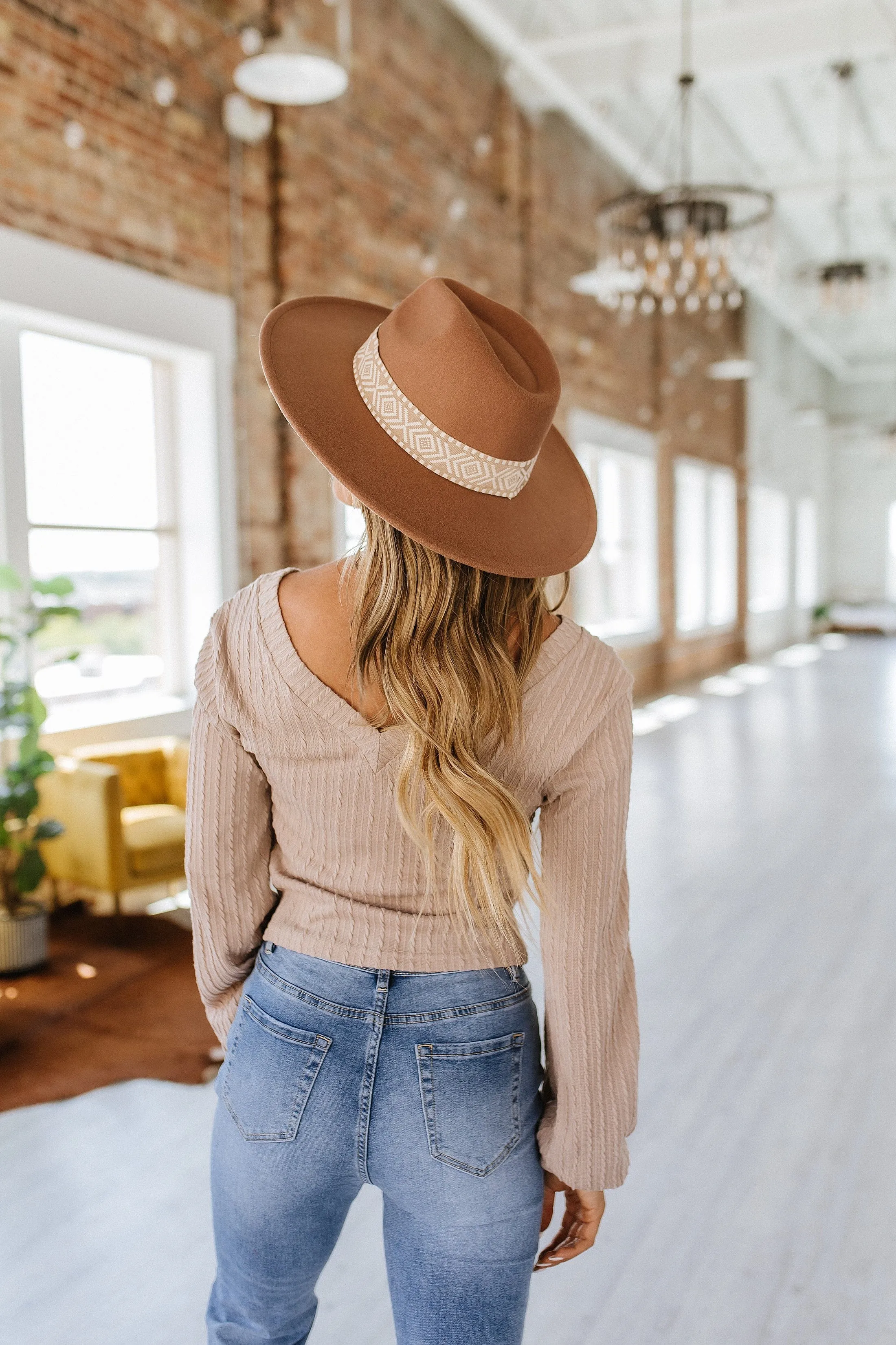 Geo Print Flat Brim Woven Hat | DROPSHIP