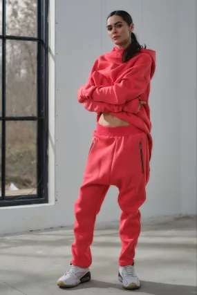 Quilted cotton baggy pants in watermelon