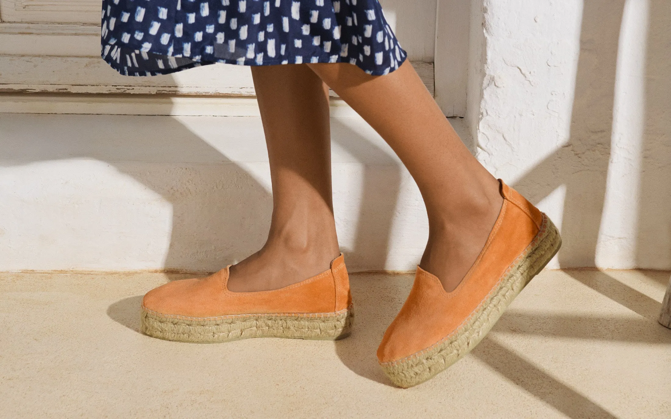 Suede Double Sole Espadrilles - R78D0 - Hamptons Island Peach